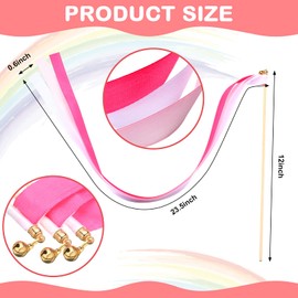 Chalyna 100 Pieces Lace Ribbon Wedding Sticks Colorful Ribbon Streamers Party Streamers with Bells Silk Fairy Stick Wands for Wedding, Party, Holiday, Activities(Multicolored)