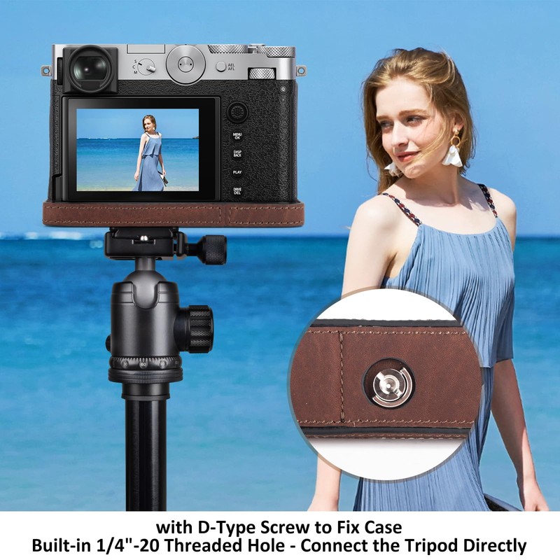 MUZIRI KINOKOO Fuji GFX100 RF Case, Genuine Leather Protective Half
