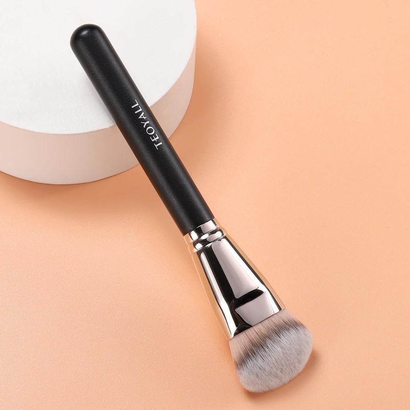TEOYALL Flat Angled Foundation Brush, Large Dense Synthetic Bristles Kabuki
