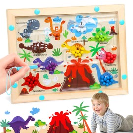 Magnetic Game Labyrinth Toy, Montessori Toy from 3 Years, Educational Motor Skills Toy, Educational Game Mathematics, Educational Game Mathematics for Toddlers, Boys, Girls (Dinosaurs)