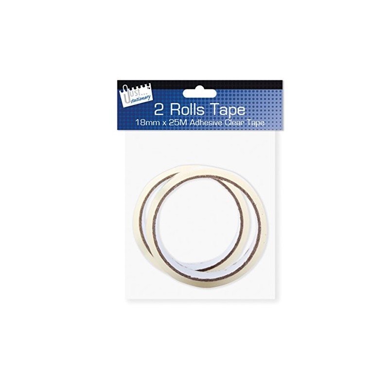 Just Stationery 18mmx25m Tape - Clear (Roll of 2)