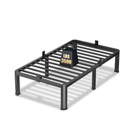 VIPSHOW 12 Inch Twin Heavy Duty 3500 lbs Bed Frame with Round-Corner Legs & Anti-Squeak Design – Quick Assembly Metal Platform, No Box Spring Needed
