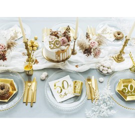 Libetui Set of Birthday Party Napkins - “Happy Birthday” Napkins - Birthday Party Decoration for Adults & Children - Napkins in Gold, 50th Birthday