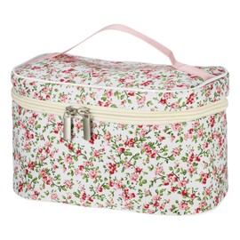 VOCOSTE Quilted Makeup Bag, Light Pink Floral Makeup Bag, Cute Makeup Bag, Cosmetic Bags for Women Girls