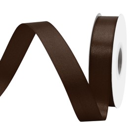 BVIEAKD 26mm Wide 45m Double Face Brown Satin Ribbon Fabric Ribbon for Gift Wrapping Very Suitable for Weddings Decoration Bouquet Balloons Arts Craft Sewing Hair Bow Invitation