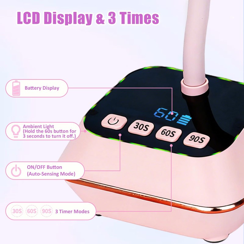Asimebesty UV Lamp for Gel Nails, Mini UV Lamp Gooseneck