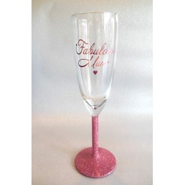 Rose Gold Glitter Stem Champagne Flute with Gold 'Fabulous Mum', Perfect Mother's Day Gift or Birthday Present for Mum