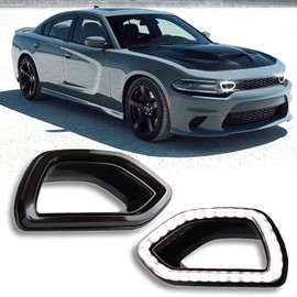 PGTOPONE Switchback White/Amber LED Front Grille Light Daytime Running Lamp Amber Sequential Turn Signal Light Feature Compatible with Dodge Charger 2015-2019 SRT Scat Pack (SMOKED)