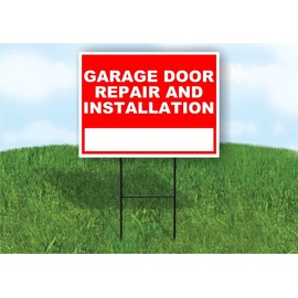 Garage Door Repair and Installation Write On Me Red 18x24 in Double Sided Yard Road Sign w/Stand