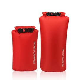 MONTCAMPER 2-pack 30D Nylon Waterproof Dry Bag-Portable Storage Sack for Kayaking, Hiking and Rafting-Roll Top Closure-Float on Water(5L/20L,Red)