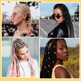 Ouligay 100pcs Gold Hair Jewelry for Braids, Gold Hair Rings Cuff Charms for Braids, Loc Jewelry for Dreadlocks Accessories Decorations for Women Girls Men