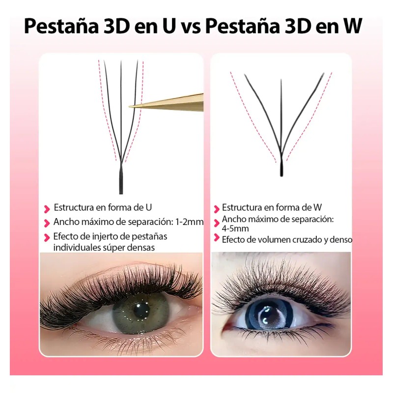 Extensiones De Pestañas Itntfn Mink 3d Forma U Naturales