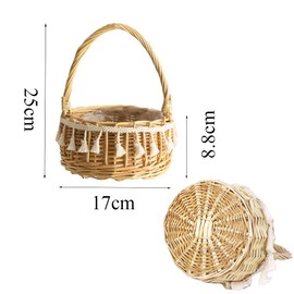 Vasemele Flower Basket Wedding Baskets Wedding Basket Plant Baskets Decorative Wicker Rattan Basket Rattan Basket Braided Vintage Style Flower Basket for Wedding Table Decoration Country House Style