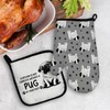 Mingnei Pug Dog Oven Mitts and Pot Holders Sets, Pug
