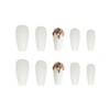 Juneyemo 24pcs Coffin False Nails Gold Foil Press on Nails