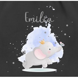 Geschenk mit Namen personalisiert by Shirtracer - Gym Bag Backpack - Animals - Elephant Elephants, 07 Black