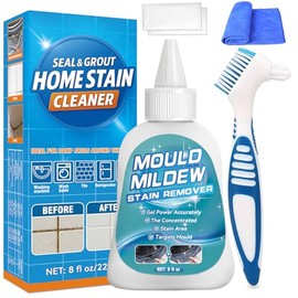 Bondtech HomeMold Stain Remover Gel, 8 Fl Oz Heavy Duty Stain Cleaner for Washing Machine Seal, All-Purpose Cleaning for Bathroom, Grout, Shower, Kitchen, Wall (Clear, 8 OZ, Cleaner 1 Pack)