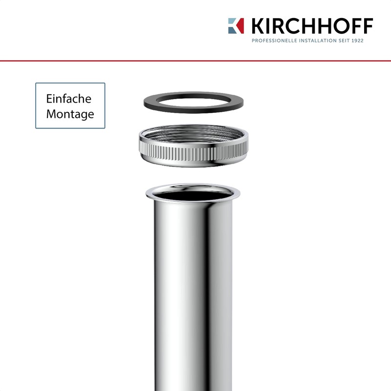 KIRCHHOFF 98848318 Immersion Pipe for Siphon 30 cm Chrome, Pipe
