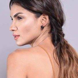 Spike Earrings for Women Men, Trendy Statement Sparkly Rhinestone Huggie Hoop Gold Plated Simple Black Hypoallergenic Earrings for Teens Jewelry Gifts (Spike1)