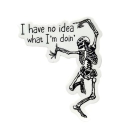 I Have No Idea Vinyl Sticker Decal - 5 Inches Funny Dancing Skeleton for Vehicles Cars Trucks Bumper Window Helmet Motorcycle Adults Laptops Boats Cups Tumblers Waterbottles