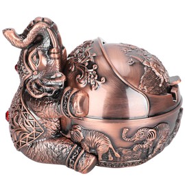Zinc Alloy Windproof Ashtray Innovative Elephant Styling Embossed Ornaments for Home Hotel Office