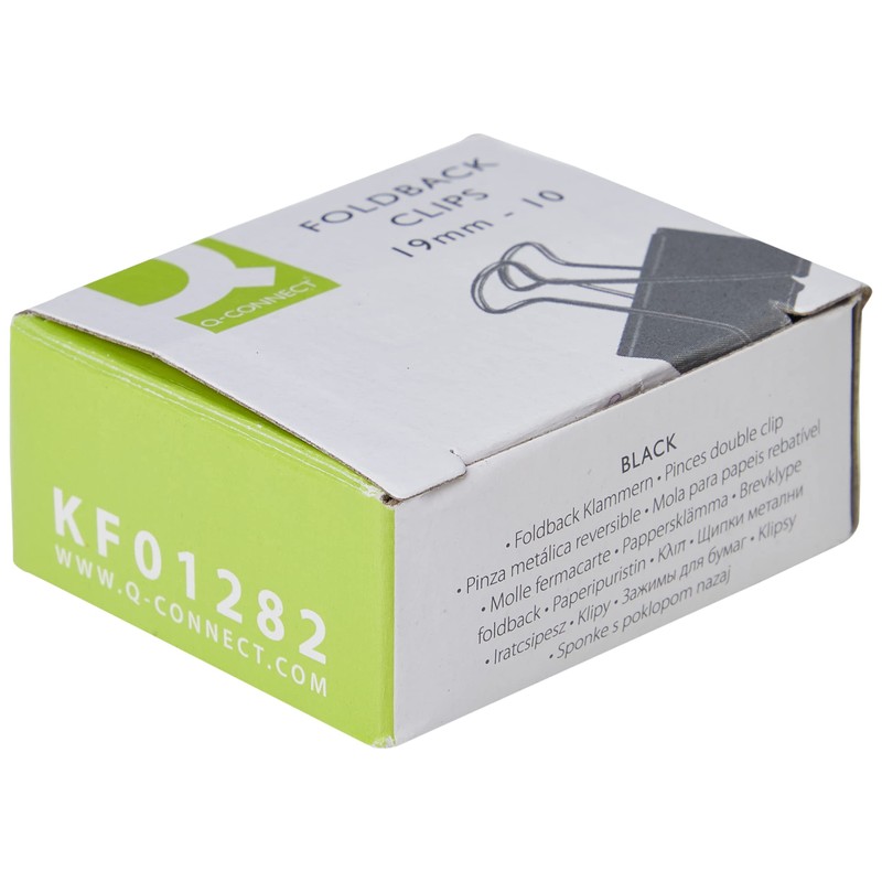 Q-Connect Foldback Clip 19 mm Black (Pack of 10) KF01282