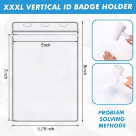 Patelai 20 Pcs Plastic Badge Holder Bulk Clear Vinyl ID Protector Sleeves Card Ticket Credential Badge Sleeves Vertical Waterproof Name Tag Holder for Sporting Events (5 x 7 Inch)