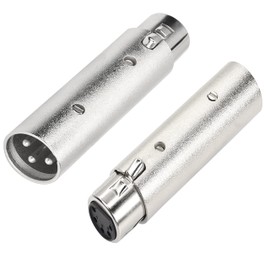 MEIRIYFA XLR 3 Pin Male to XLR 5 Pin Female Adapter Connector Gender Changer，Anodized Aluminum Adapter with Lock Release Button（Sliver-1PCS