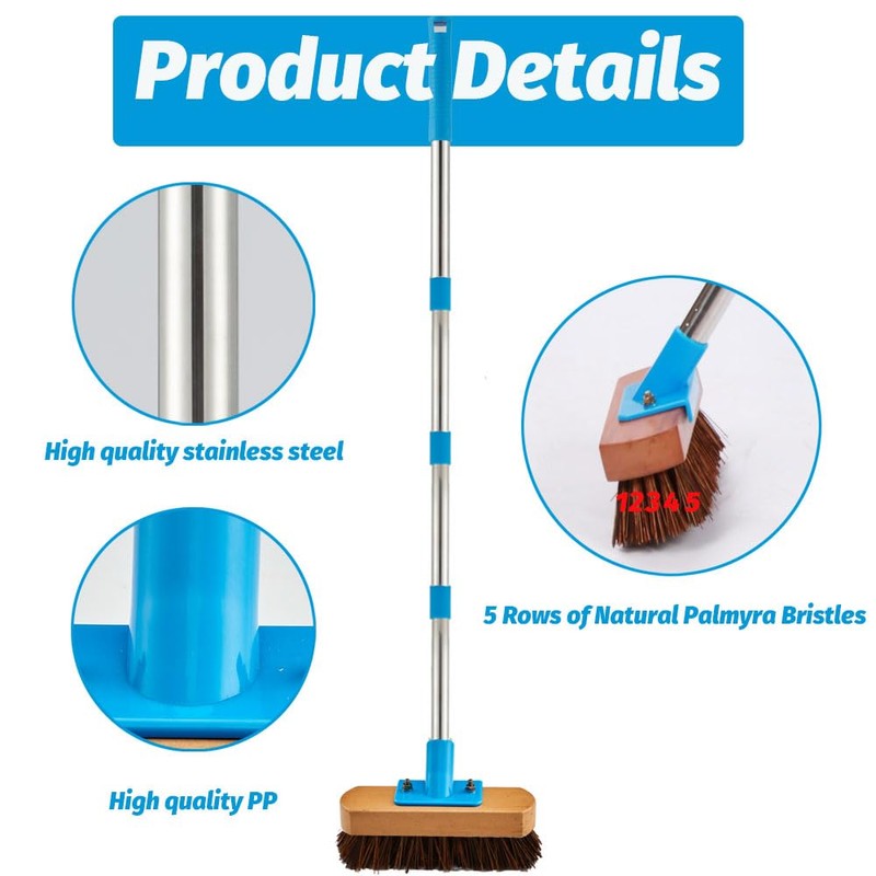 YONILL Heavy Duty Deck Brush with Long Handle - 60"