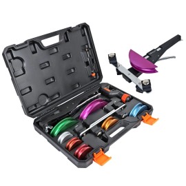 CARVALAX 90° Ratcheting Pipe Tube Bender Set: 1/4" to 7/8" O.D. with 7-Color Aluminu
