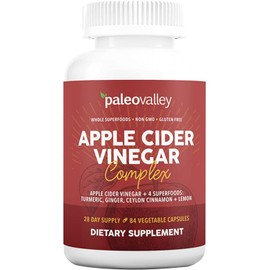 Paleovalley Apple Cider Vinegar Complex with Superfoods - Turmeric, Ginger, Ceylon Cinnamon and Lemon - 84 Vegetable Capsules