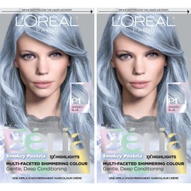 L'Oreal Paris Feria Multi-Faceted Shimmering Permanent Hair Color, 411 Sapphire Smoke (Smokey Blue), Hair Dye Kit, Pack of 2