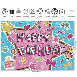 6x4ft Pink Blue Sequin Surprise Birthday Party Backdrop Bday Photography for Baby Shower Boy Girls Happy Birthday Party Decorations Photo Booth Banner