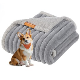 Feandrea Waterproof Dog Blanket, L, 127 x 102 cm, Pet Blanket for Small and Medium Dogs, Machine Washable, Reversible Dog Couch Cover Protector, Dove Gray and Light Gray UPPB035G01