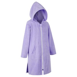 DiaryLook Kids Hooded Beach Towel Robe Teen Poncho Towel Swim Cover Up with Zip Quick Dry Boys & Girls Changing Robe Surf Poncho Bathrobe 11-13 Years Zipper Style Purple Haze