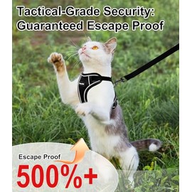 Cat Harness and Leash for Walking Escape Proof Soft Adjustable Cat Leash Breathable Comfortable Vest Easy to Wear Kitten Harness for Outdoor Travel (Black, S (7-12lb))