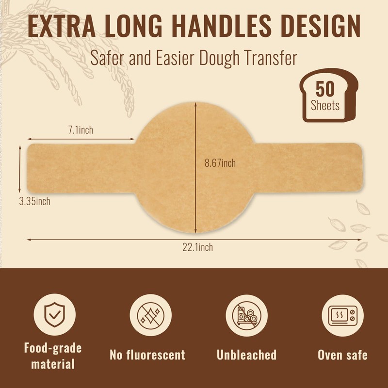 BlissBoard Disposable Parchment Bread Sling for Dutch Oven 50 Pcs