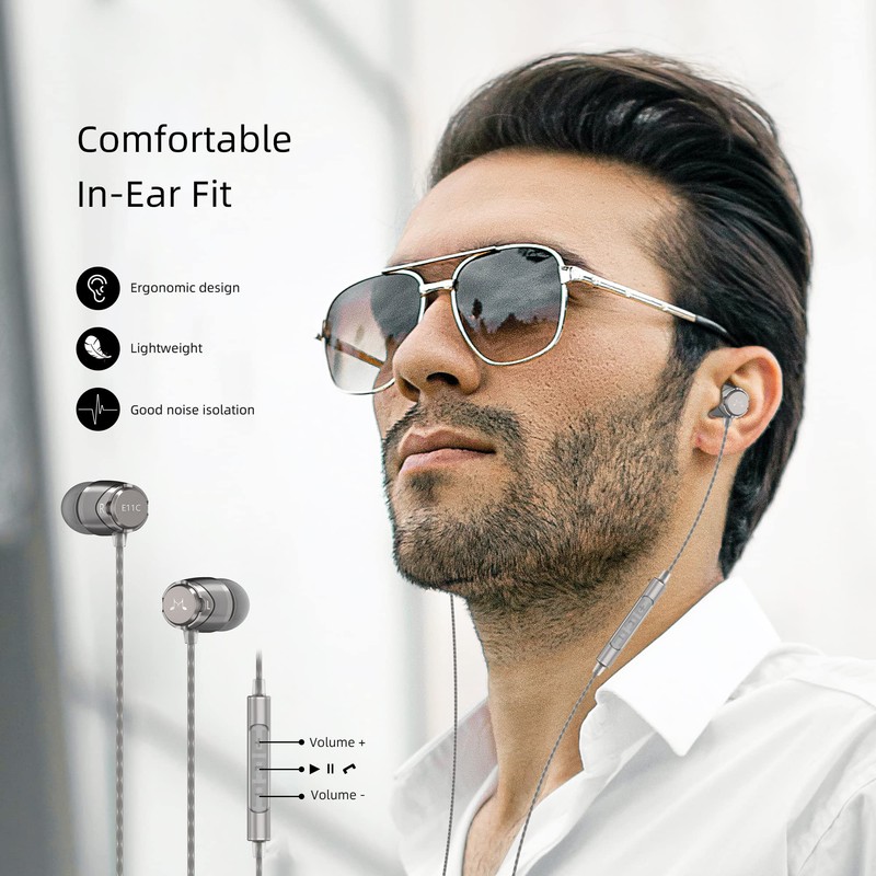 Soundmagic E11C Wired Earbuds With Microphone HiFi Stereo Earphones Noise