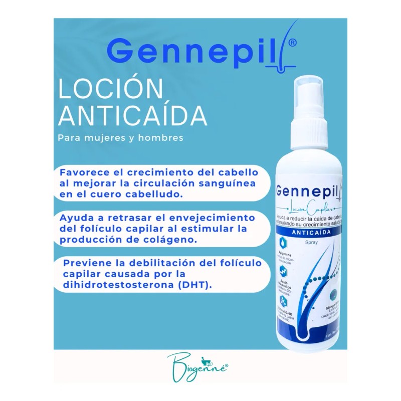 Loción Anticaída Y Crecimiento Capilar Gennepil 125ml