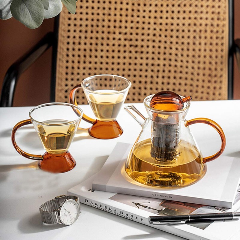 IwaiLoft IL-GS03 Handmade Heat Resistant Glass Tea Pot with Tea