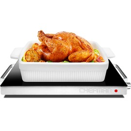 Chefman Compact Glasstop Warming Tray with Adjustable Temperature Control Perfect for Buffets, Restaurants, Parties, Events, Home Dinners and Travel, Mini 15x12 Inch Surface, Keeps Food Hot, Black