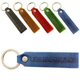 JOKO DESIGN Heart Man Favourite Person Leather Keyring Gift Girlfriend Partner Daughter Gift Idea, Lieblingsmensch Vintage Blue