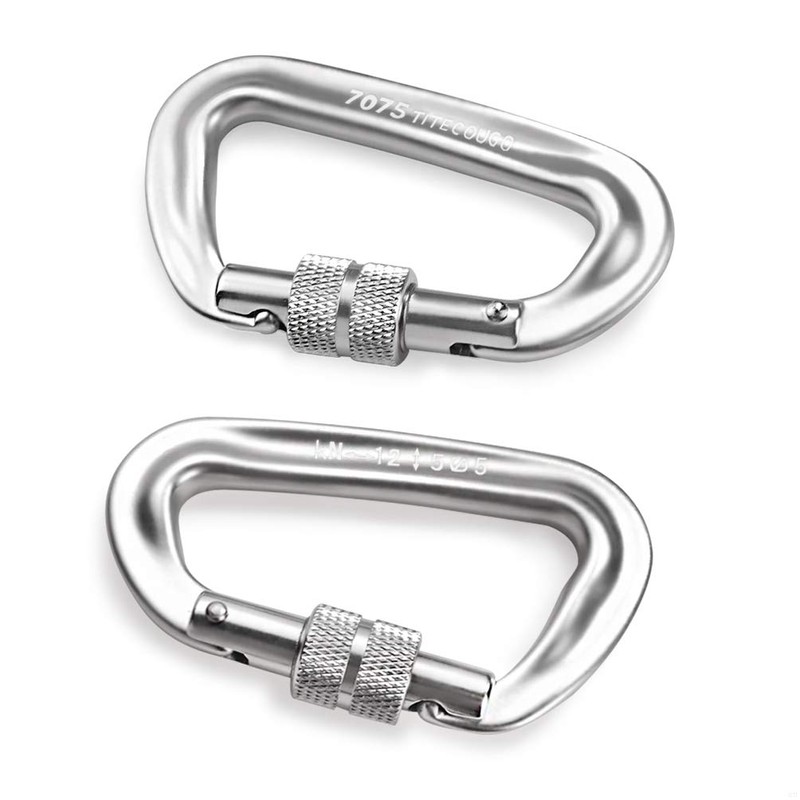 TITECOUGO Screw-Lock Carabiner, Load Capacity 2,697.7 lbf, Aluminum Alloy, D-Ring,