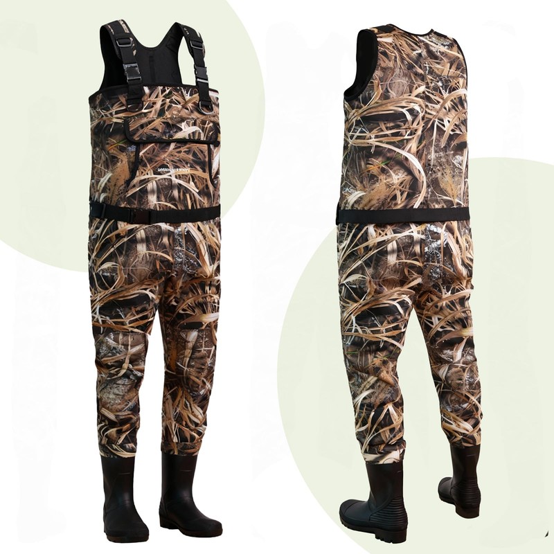 RIVERWANDPROT Neoprene Fishing Waders for Men, Chest Waders (Green, 9)