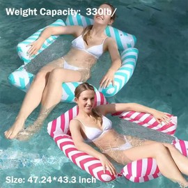 2 Pack Inflatable Pool Float Chair, Pool Floaties for Adults, Water Hammock Swimming Lounges with Mesh, Adults Swim Floating Party Vacation Beach Fun and Summer Relaxation