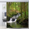 JOOCAR Design Shower Curtain, Nature Flowing Stream Forest Waterfall Landscape