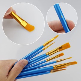 Nylon Paint Brushes 10 pcs Paint Brushes Set for Acrylic Painting Oil Painting Watercolor Painting Gouache Painting Face Painting (Blue)