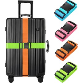 Cuatro Correas para Equipaje (Azul + Naranja + Verde + Rosa)