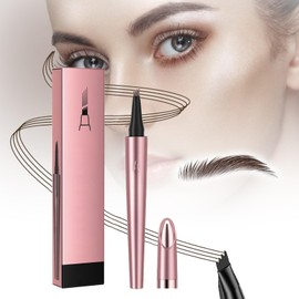 3D Waterproof Microblading Eyebrow Pencil Contouring Pen, 4 Tip Microblade Eyebrow Pen, Natural Makeup Fine Stroke Magic Eyebrow Pencil with 4 Micro-Fork Tip (Dark Brown)
