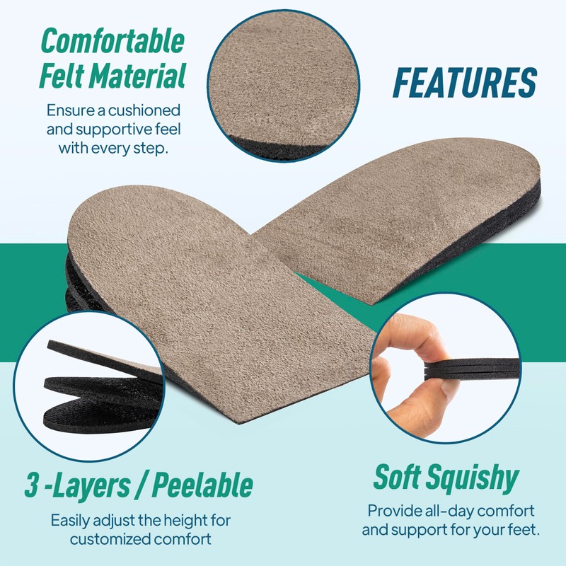 Heel Lifts for Women and Men (4 Pack) Adjustable Shoe